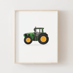 Decoración de habitación infantil con tractor verd