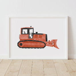 Decoración de habitación infantil de Bulldozer roj