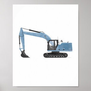 Decoración de habitación infantil Excavadora Azul 