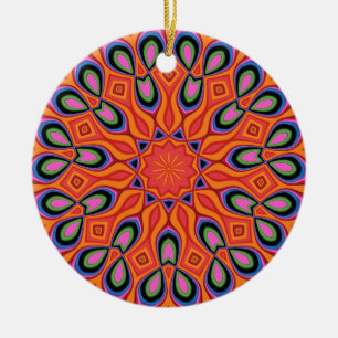 Decoración de hipster de Mandala Retro Naranja