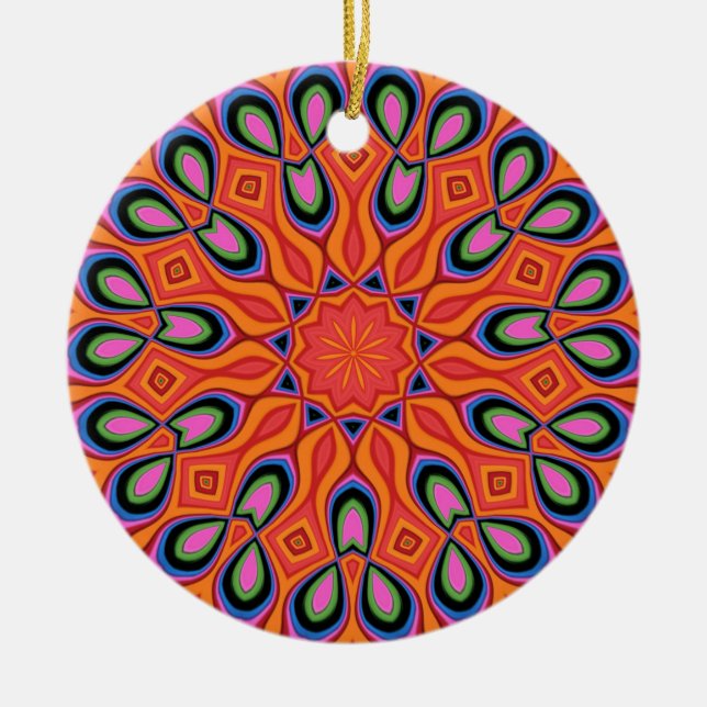 Decoración de hipster de Mandala Retro Naranja (Frente)
