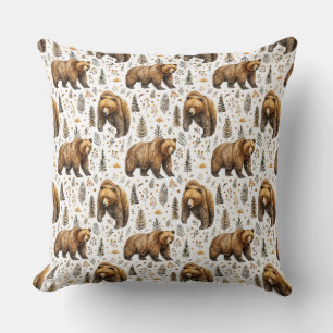 Decoración de la cabaña de oso marrón almohada de 