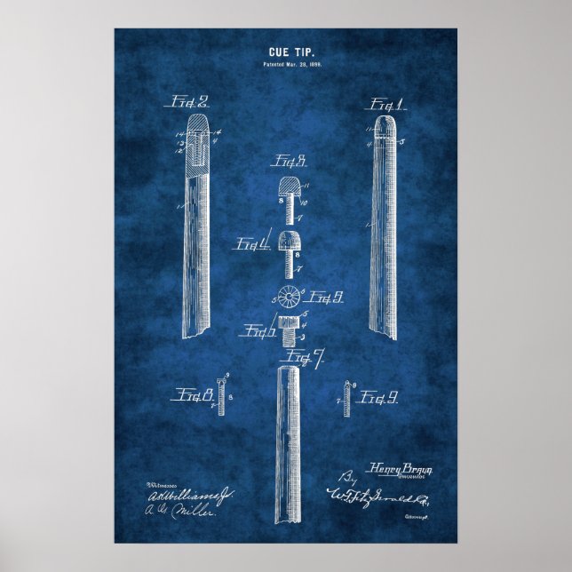 Decoración De La Habitación Billiard Cue Patent Ar (Frente)