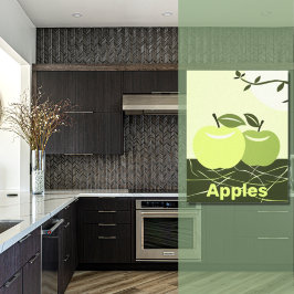 Decoración de la pared de cocina de manzanas verde