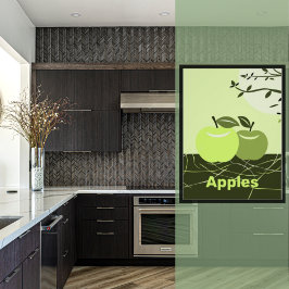Decoración de la pared de cocina de manzanas verde
