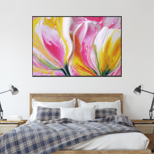 Decoración de lienzo floral abstracto – Arte de pa