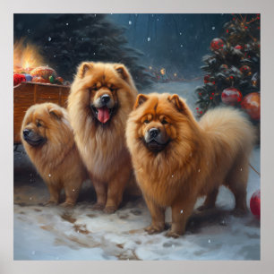 Decoración de los Navidades Chow Chow Snowy Sleigh
