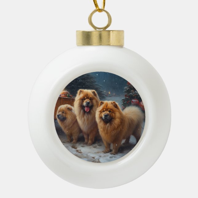 Decoración de los Navidades Chow Chow Snowy Sleigh (Anverso)