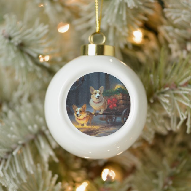 Decoración de los Navidades Corgi Snowy Sleigh (Árbol)