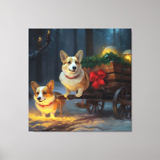Decoración de los Navidades Corgi Snowy Sleigh (Anverso)