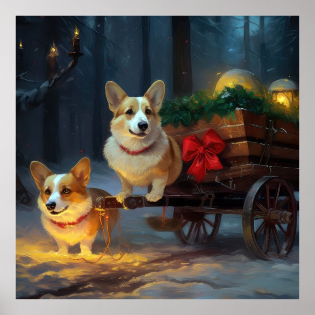 Decoración de los Navidades Corgi Snowy Sleigh (Frente)