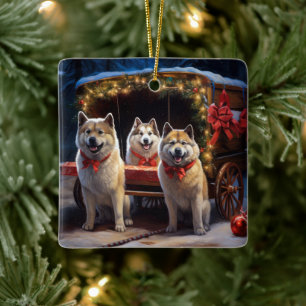 Decoración de los Navidades de Akita Snowy Sleigh 