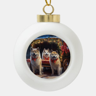 Decoración de los Navidades de Akita Snowy Sleigh