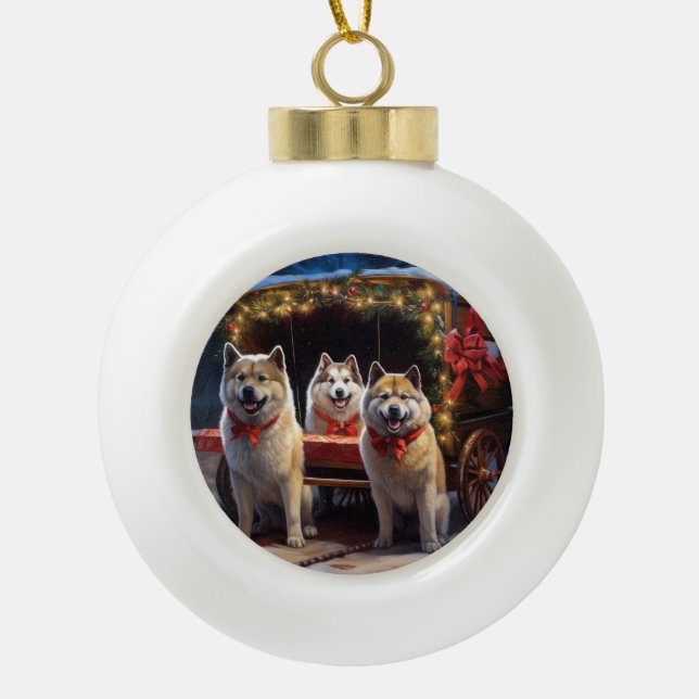 Decoración de los Navidades de Akita Snowy Sleigh  (Anverso)