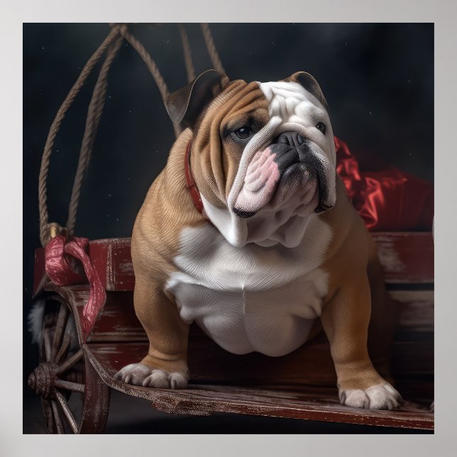 Decoración de los Navidades de bulldog Snowy Sleig (Frente)