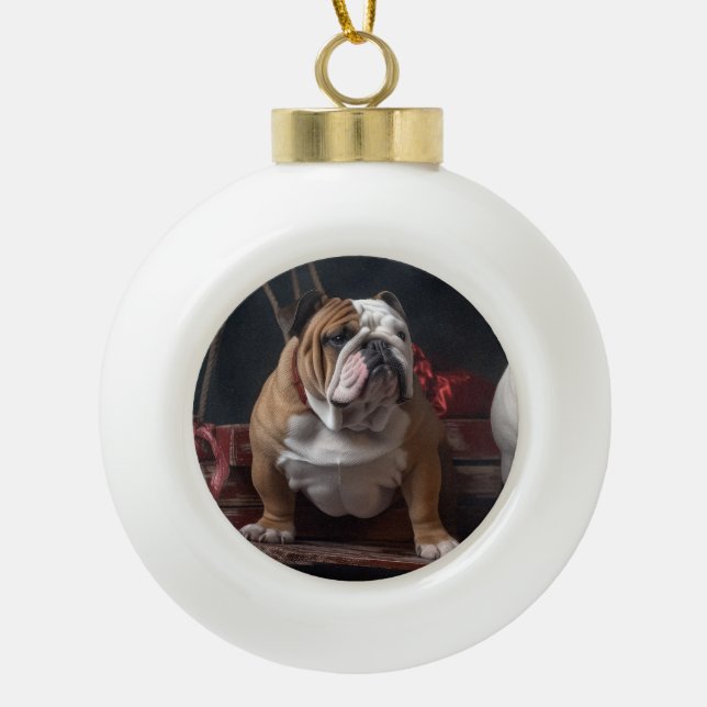 Decoración de los Navidades de bulldog Snowy Sleig (Anverso)