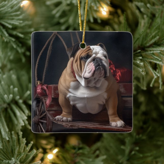 Decoración de los Navidades de bulldog Snowy Sleig (Árbol)