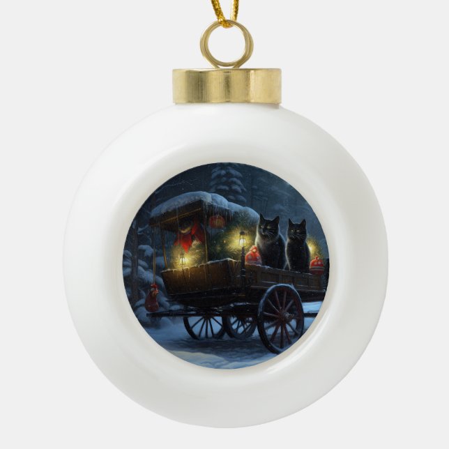 Decoración de los Navidades de Sleigh Ride, un gat (Anverso)