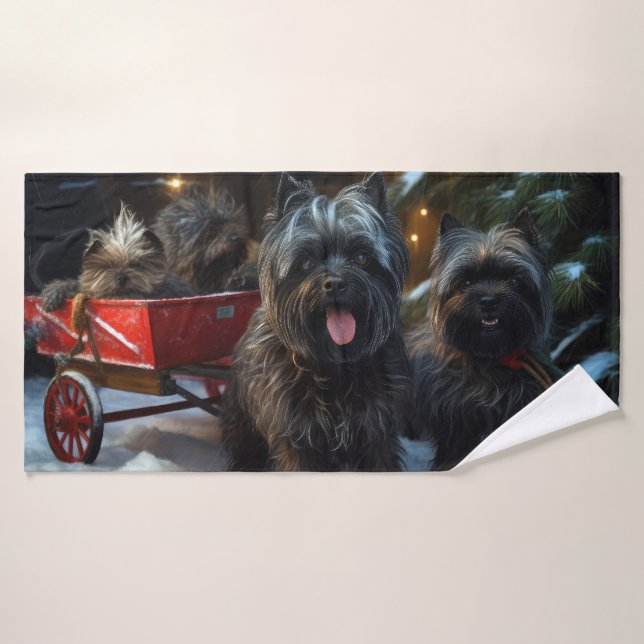 Decoración de los Navidades del Affenpinscher Snow (Toalla de baño)