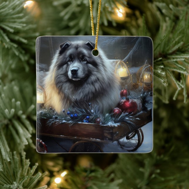 Decoración de los Navidades Keeshond Snowy Sleigh (Árbol)