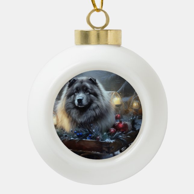 Decoración de los Navidades Keeshond Snowy Sleigh (Anverso)