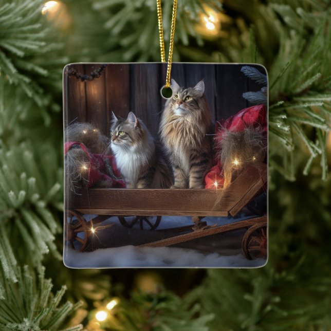 Decoración de los Navidades Maine Coon Snowy Sleig (Árbol)