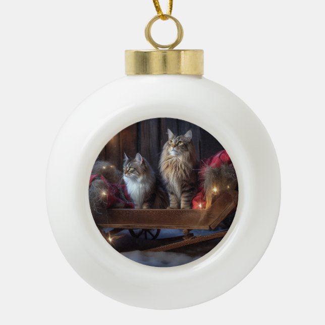 Decoración de los Navidades Maine Coon Snowy Sleig (Anverso)