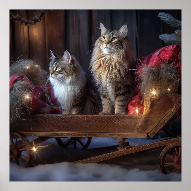 Decoración de los Navidades Maine Coon Snowy Sleig (Frente)
