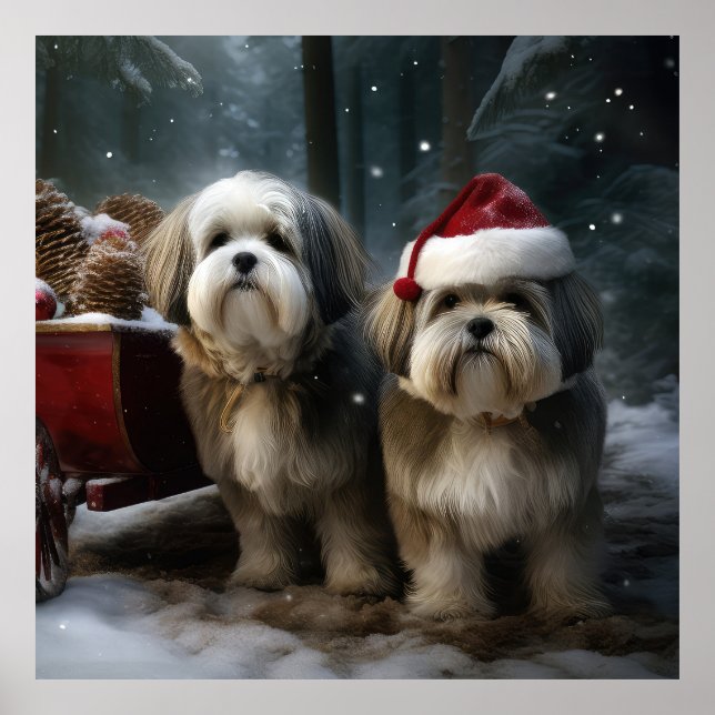 Decoración de los Navidades Malti tzu Snowy Sleigh (Frente)