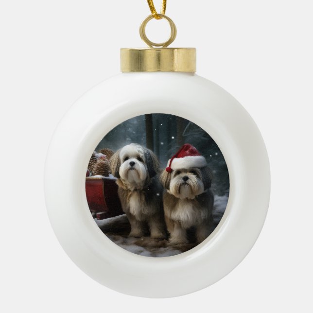 Decoración de los Navidades Malti tzu Snowy Sleigh (Anverso)