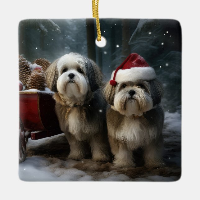 Decoración de los Navidades Malti tzu Snowy Sleigh (Anverso)