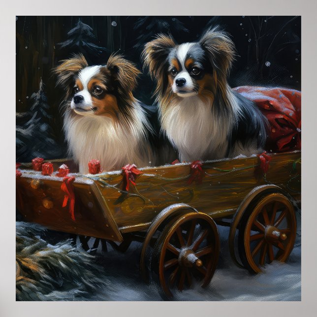 Decoración de los Navidades Papillon Snowy Sleigh (Frente)