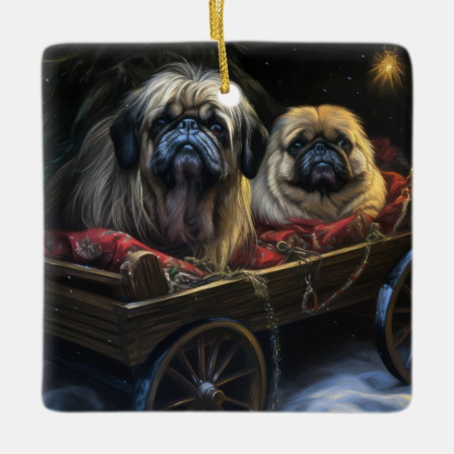 Decoración de los Navidades Pekingeses Snowy Sleig (Anverso)