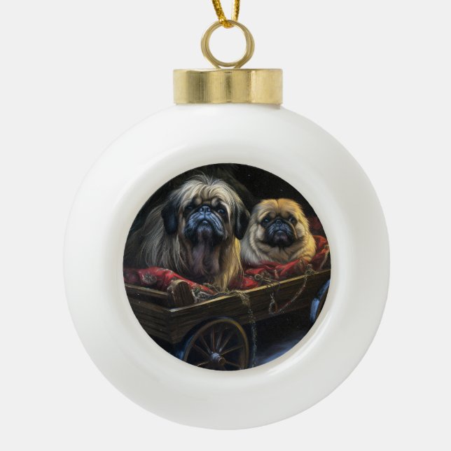 Decoración de los Navidades Pekingeses Snowy Sleig (Anverso)