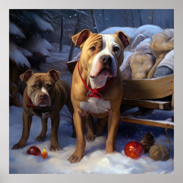 Decoración de los Navidades Pitbull Snowy Sleigh (Frente)