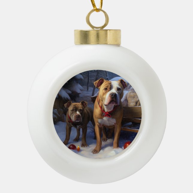 Decoración de los Navidades Pitbull Snowy Sleigh (Anverso)