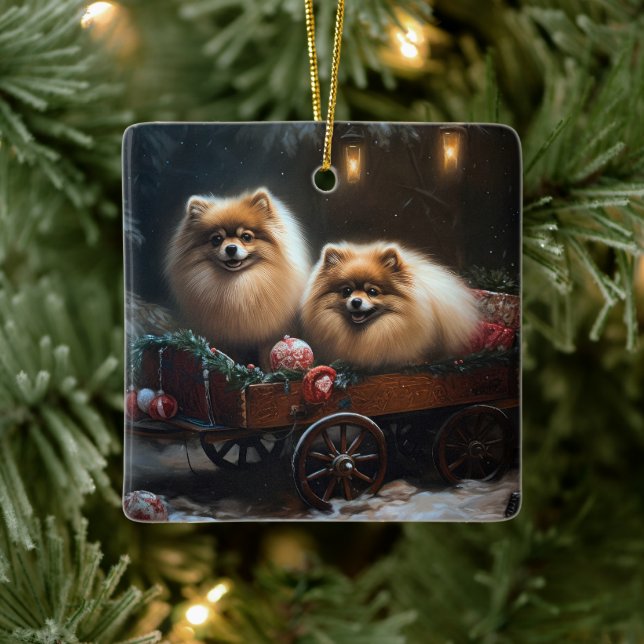 Decoración de los Navidades Pomerania Snowy Sleigh (Árbol)