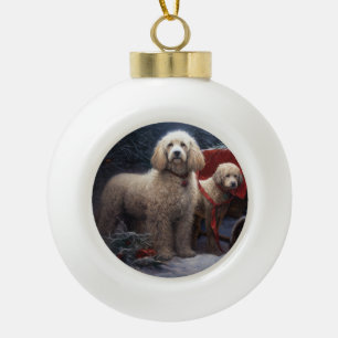 Decoración de los Navidades Poodle Snowy Sleigh