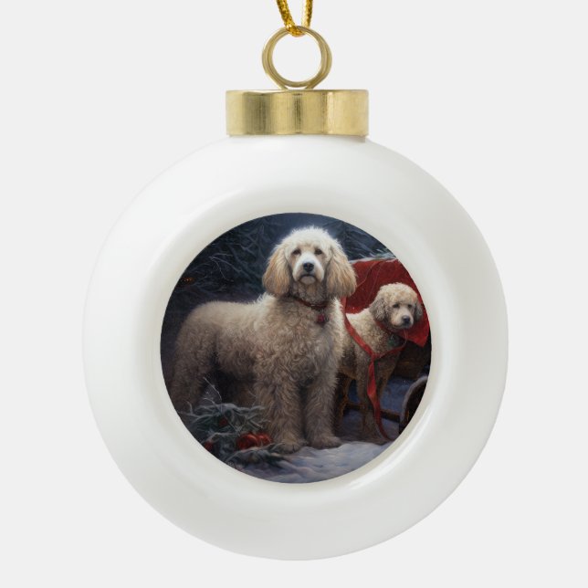 Decoración de los Navidades Poodle Snowy Sleigh (Anverso)