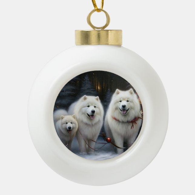 Decoración de los Navidades Samoyed Snowy Sleigh (Anverso)