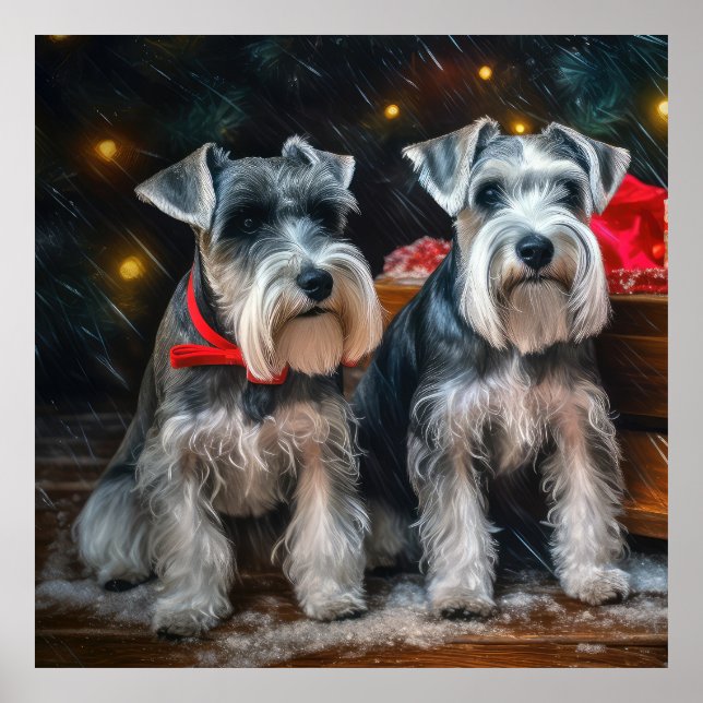 Decoración de los Navidades Schnauzer Snowy Sleigh (Frente)