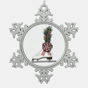 Decoración de Navidad de patines de hielo con lazo