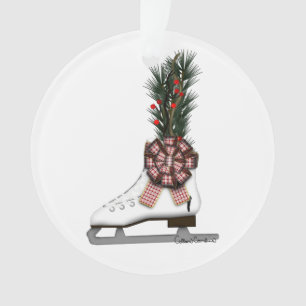 Decoración de Navidad de patines de hielo con lazo
