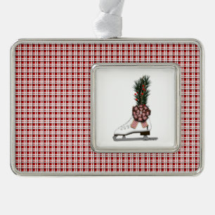 Decoración de Navidad de patines de hielo con lazo