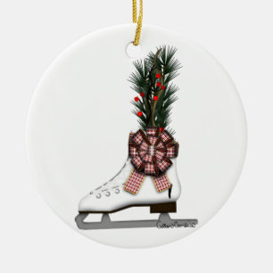 Decoración de Navidad de patines de hielo con tazó