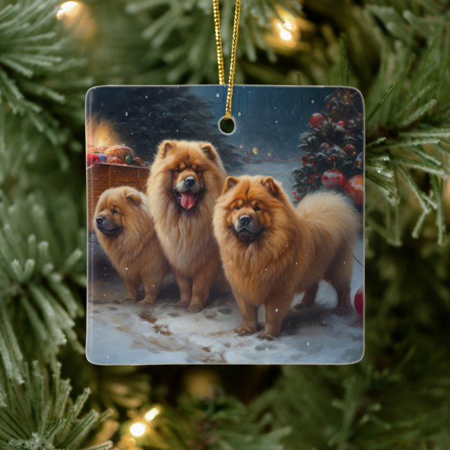 Decoración de Navidad de Trineo Nevado Chow Chow (Árbol)