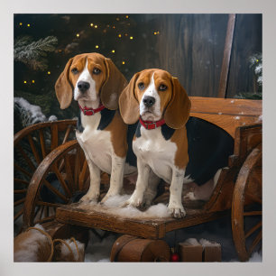 Decoración de Navidad de Trineo Nevado de Beagle