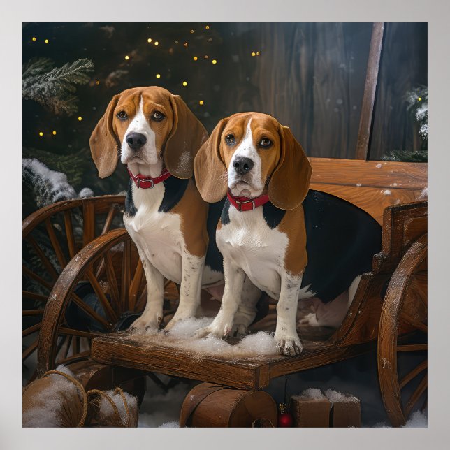 Decoración de Navidad de Trineo Nevado de Beagle (Frente)