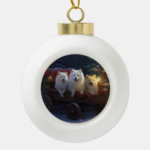 Decoración de Navidad de Trineo Nevado Esquimal Am