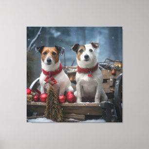 Decoración de Navidad de Trineo Nevado Jack Russel